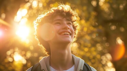 Portrait of a young man in the sunlight