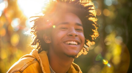 Portrait of a young black man in the sunlight