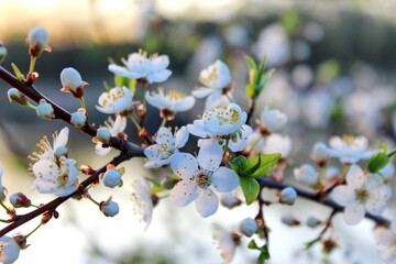 Branch of blossoming apricot close-up