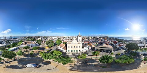 360 aerial photo taken with drone of Paróquia de Santo Antônio Além do Carmo and Forte Santo...
