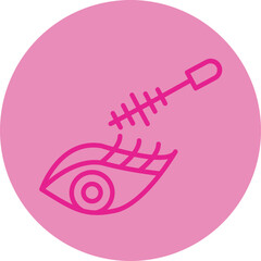 Eye Mascara Pink Line Circle Icon