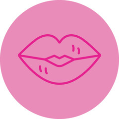Lips Pink Line Circle Icon