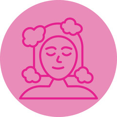 Hair Wash Pink Line Circle Icon