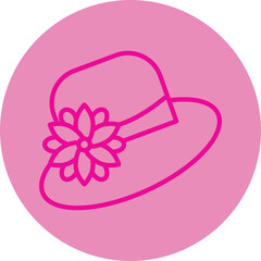 Hat Pink Line Circle Icon
