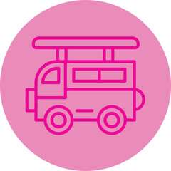 Surf Van Pink Line Circle Icon