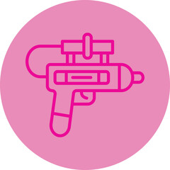 Water Gun Pink Line Circle Icon