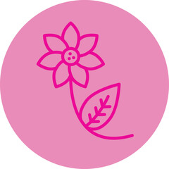 Flower Pink Line Circle Icon
