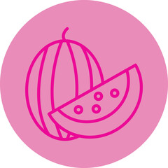 Watermelon Pink Line Circle Icon