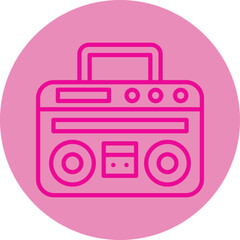 Boom Box Pink Line Circle Icon