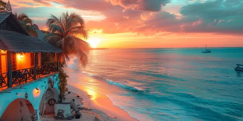 Foto auf Acrylglas Sunrise on the shore of Zanzibar © toomi123