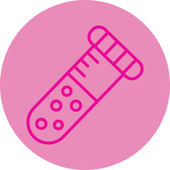 Test Tube Pink Line Circle Icon