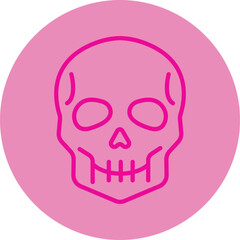 Skull Pink Line Circle Icon