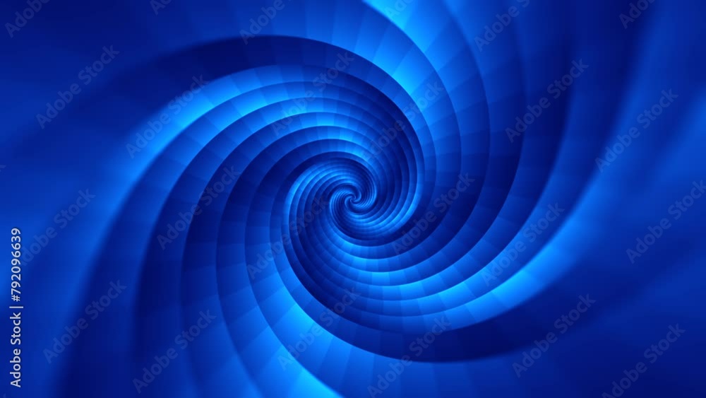 Poster minimal spiral in infinite rotation. abstract background in blue color. dizzy concentric pattern. re