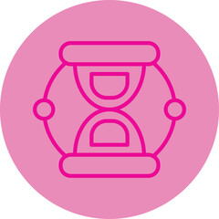 Sand Clock Pink Line Circle Icon