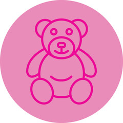 Bear Pink Line Circle Icon
