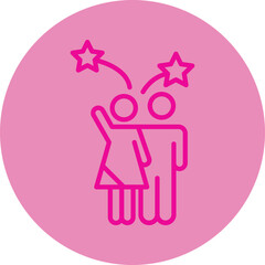 Couple Celebrate Pink Line Circle Icon