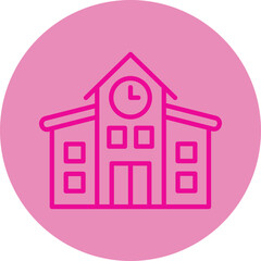 School Pink Line Circle Icon