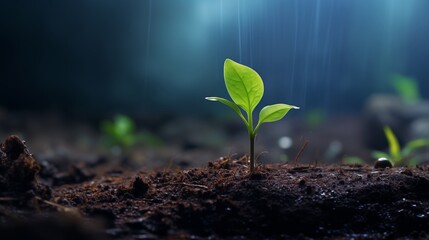 delicate young plant growing from soil