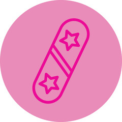 Snowboard Pink Line Circle Icon