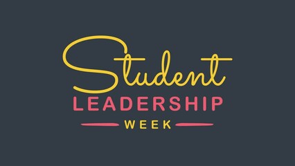 National Student Leadership Week Text Animation. Great for National Student Leadership Week Celebrations with transparent background, for banner, social media feed wallpaper stories