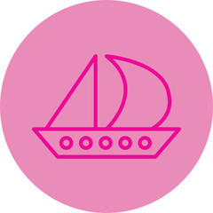 Sail boat Pink Line Circle Icon