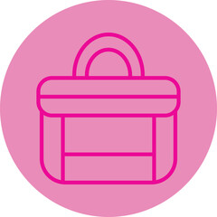 Suitcase Pink Line Circle Icon