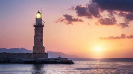 Lighthouse over the harbour of Chania.


