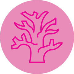 Dry Tree Pink Line Circle Icon