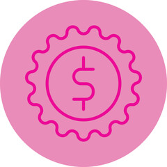 Badge Pink Line Circle Icon