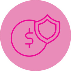 Shield Pink Line Circle Icon