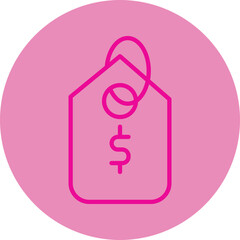 Price Tag Pink Line Circle Icon