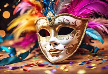 'mask confetti feathers venetian carnival feather venice costume festival gold masquerade party decoration fantasy theatre art celebration disguise mystery opera face fashion it'