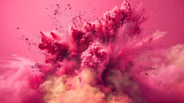 Pink color explotion with a mixture of yellow.

