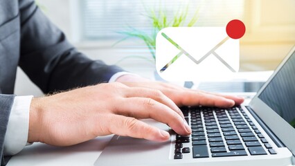 Email marketing, Business man sending email