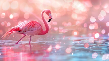 beautiful flamingo in a lake