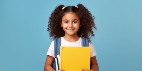 child with backpack and books back to school Generative AI