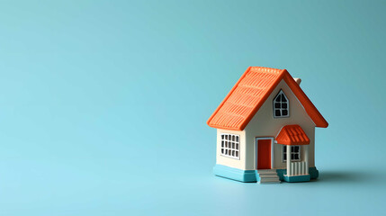 a small cute house on a light blue background
