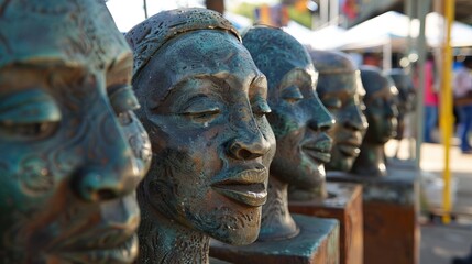 Obraz premium Sculptures outside of johannesburg market.