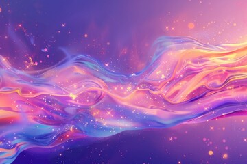colorful fire wave with pink and blue hues featuring fluid shapes and stars, creating a dreamy atmosphere Generative AI - obrazy, fototapety, plakaty