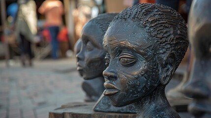 Obraz premium Sculptures outside of johannesburg market.