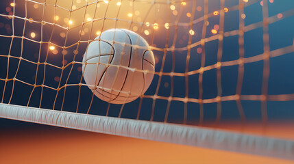 Volleyball net and ball hovering 3d style isolated flying objects memphis style 3d render AI generated illustration