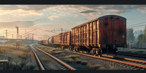Fototapeta na wymiar freight train cargo delivery Generative AI