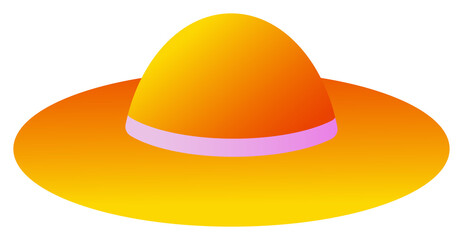 yellow beach hat on transparent, png. Panama hat. Protection from the sun, illustration