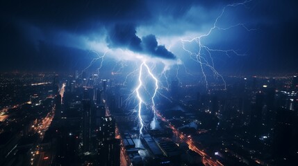 lightning in the city night.