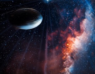 outer space; style encaustic ,semitransparent