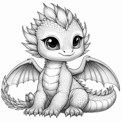 Cute Baby Dragon Adult Coloring Page