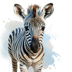 Naklejka premium Watercolor Zebra, clipart Illustration, Generative Ai