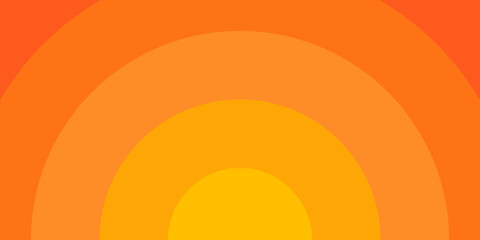 Orange concentric circles banner. Sun, sunburst, sunrise or sunset background. Ripples, impact, sonar wave, epicenter, pain, radar signal wallpaper. Vector flat illustration.