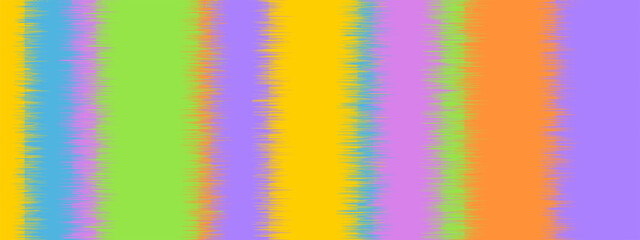 Colorful striped watercolored background. Ikat pattern. Batik textile texture with ombre effect. Abstract tie dye rainbow print. Modern knitted scarf, plaid or carpet boho motif. Vector illustration. © vikusha_art