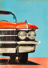 affiche vintage style années 1950 pour une exposition de voitures américaines anciennes